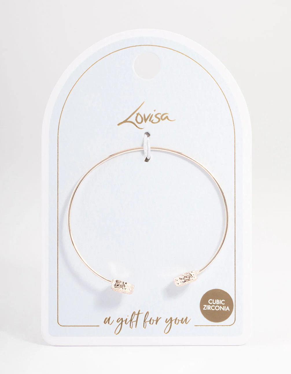 Rose Gold Cubic Zirconia Heart Open Cuff Bangle - Image 3
