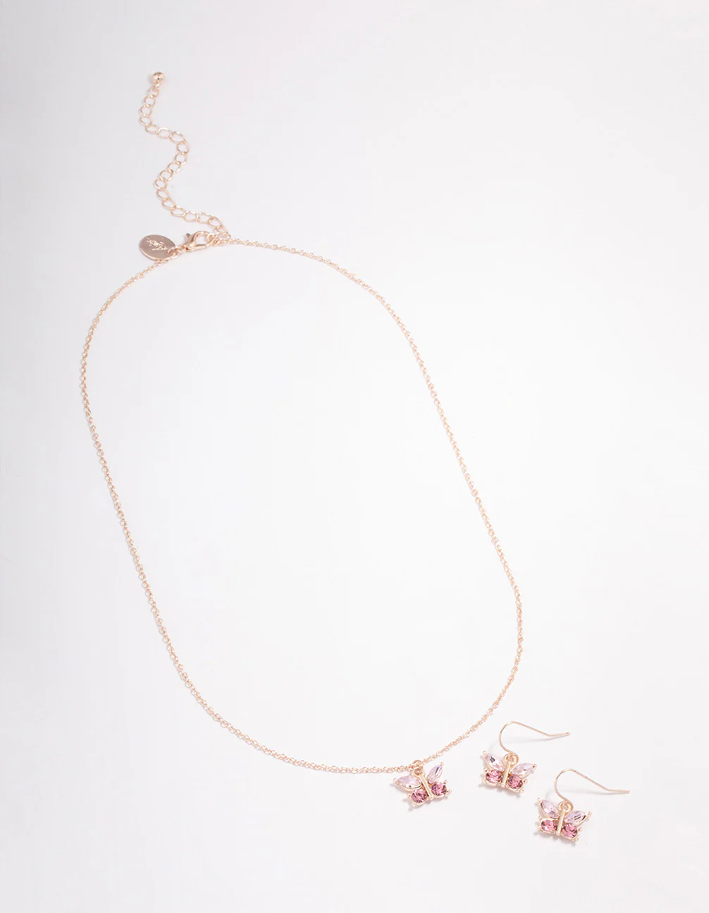 Rose Gold Diamante Butterfly Jewellery Set - Image 2