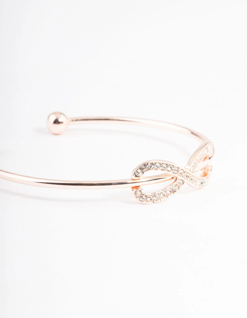 Rose Gold Infinity Open Cuff Bracelet - Image 2