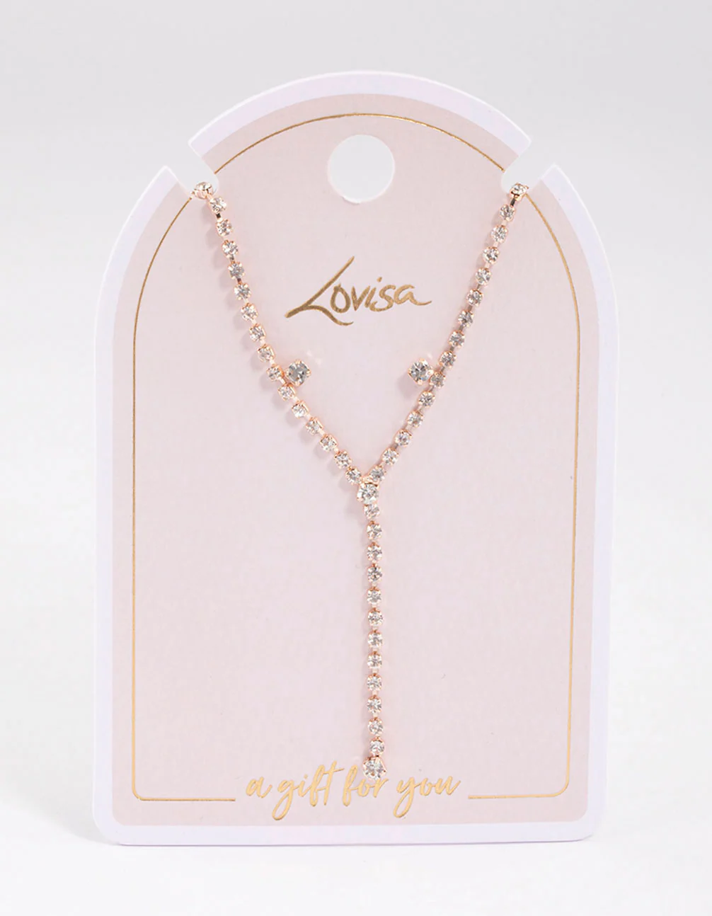 Rose Gold Y-Shaped Cup Chain Necklace & Earring Set - Image 2