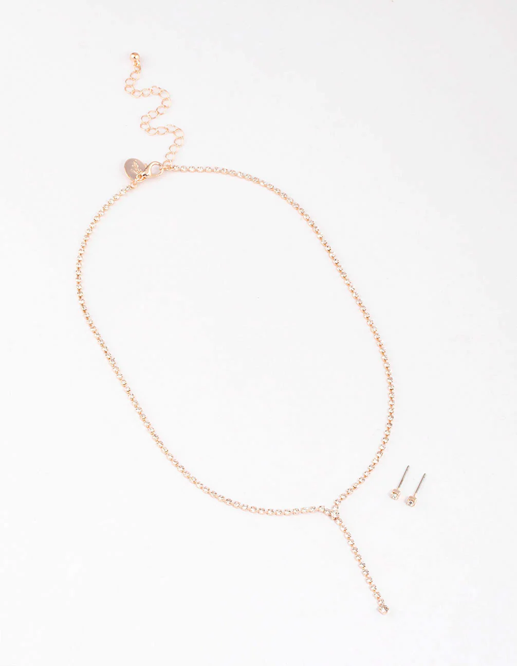 Rose Gold Y-Shaped Cup Chain Necklace & Earring Set - Image 3
