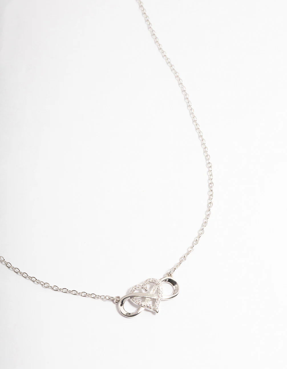 Silver Infinity Heart Diamante Necklace - Image 2
