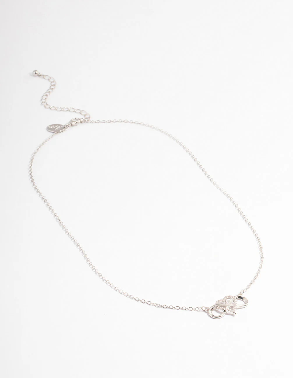 Silver Infinity Heart Diamante Necklace - Image 3