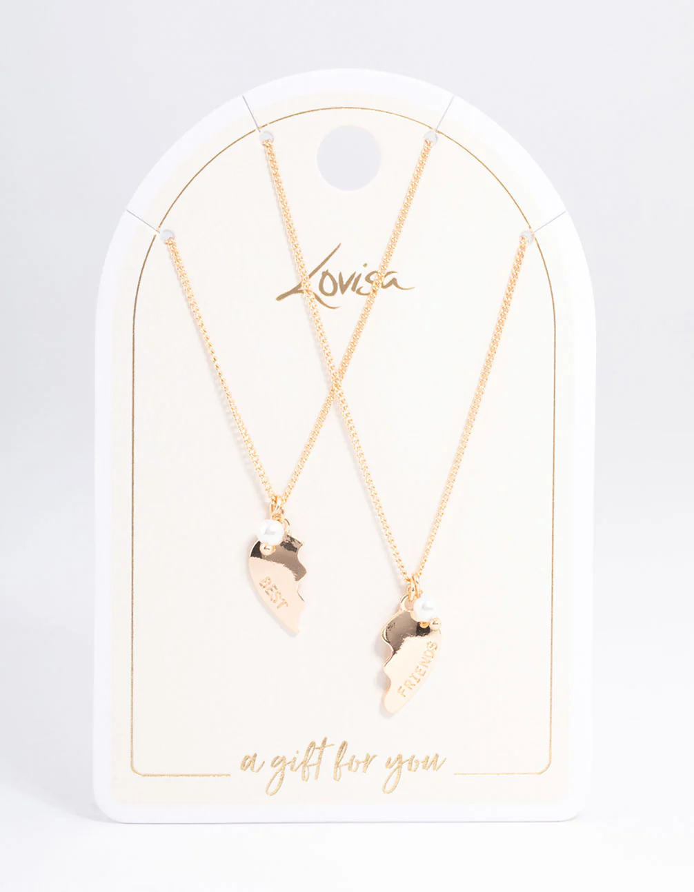 Gold Best Friend Pearl Heart Necklace Pack