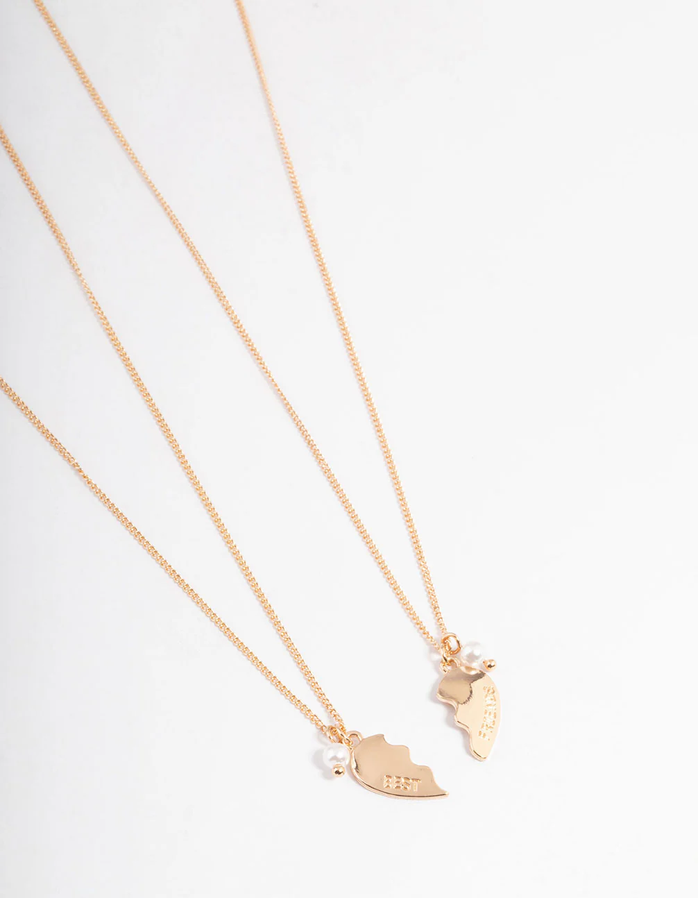 Gold Best Friend Pearl Heart Necklace Pack - Image 2