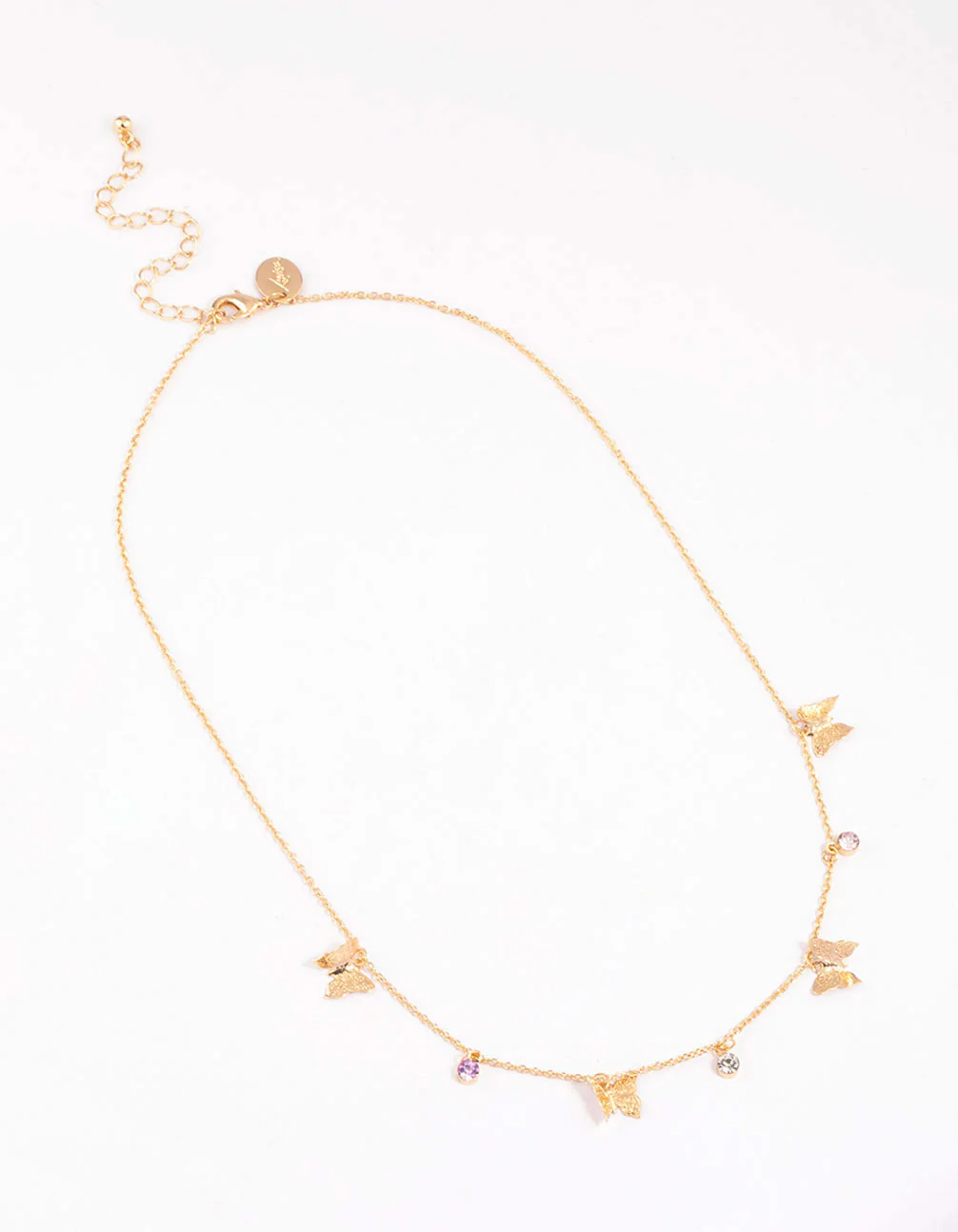 Gold Butterfly Drop Station Necklace - Image 3