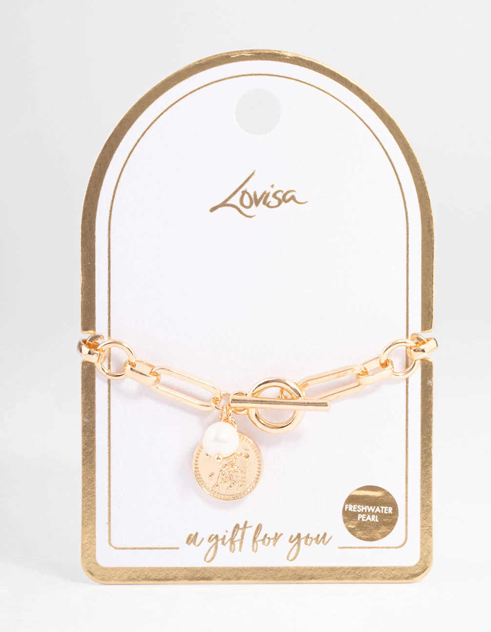Gold Chunky Coin & Pearl Bracelet - Image 3