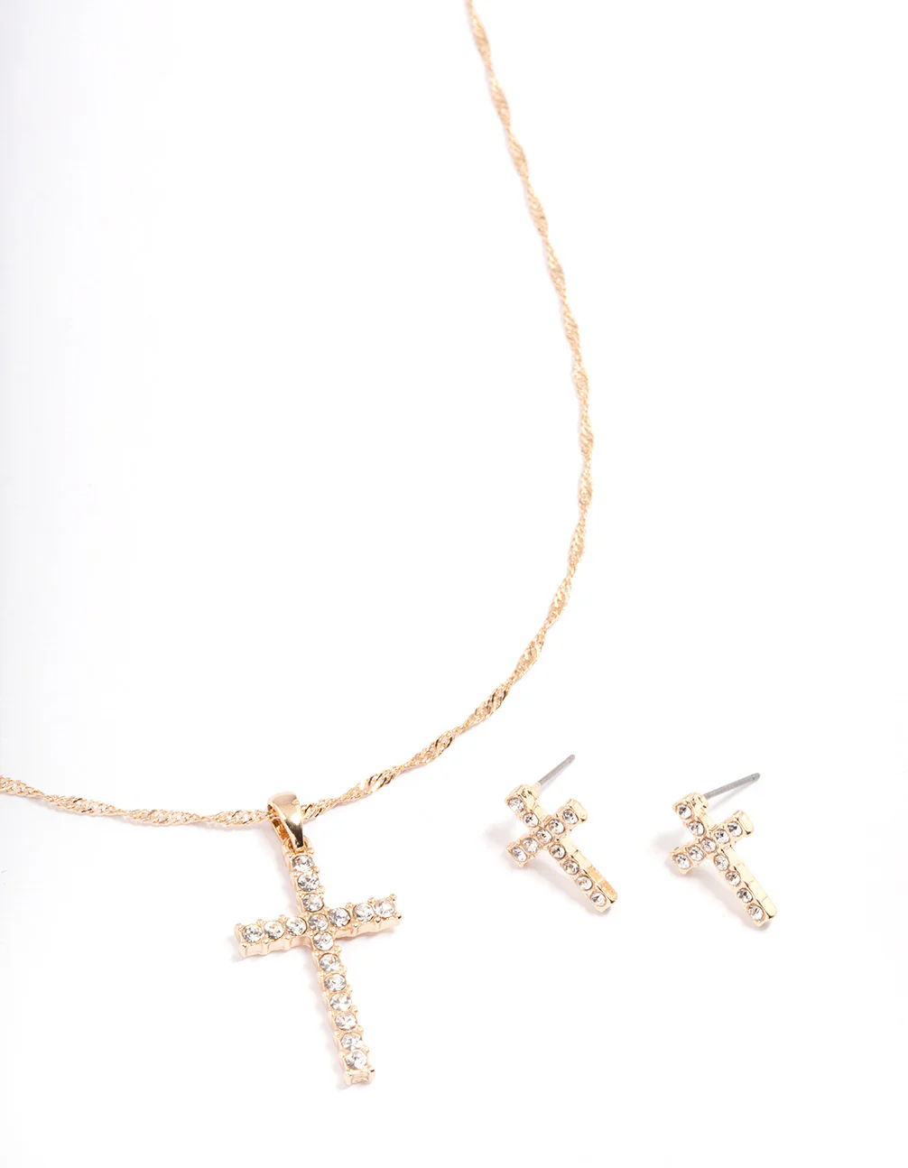 Gold Diamante Cross Jewellery Set - Image 2