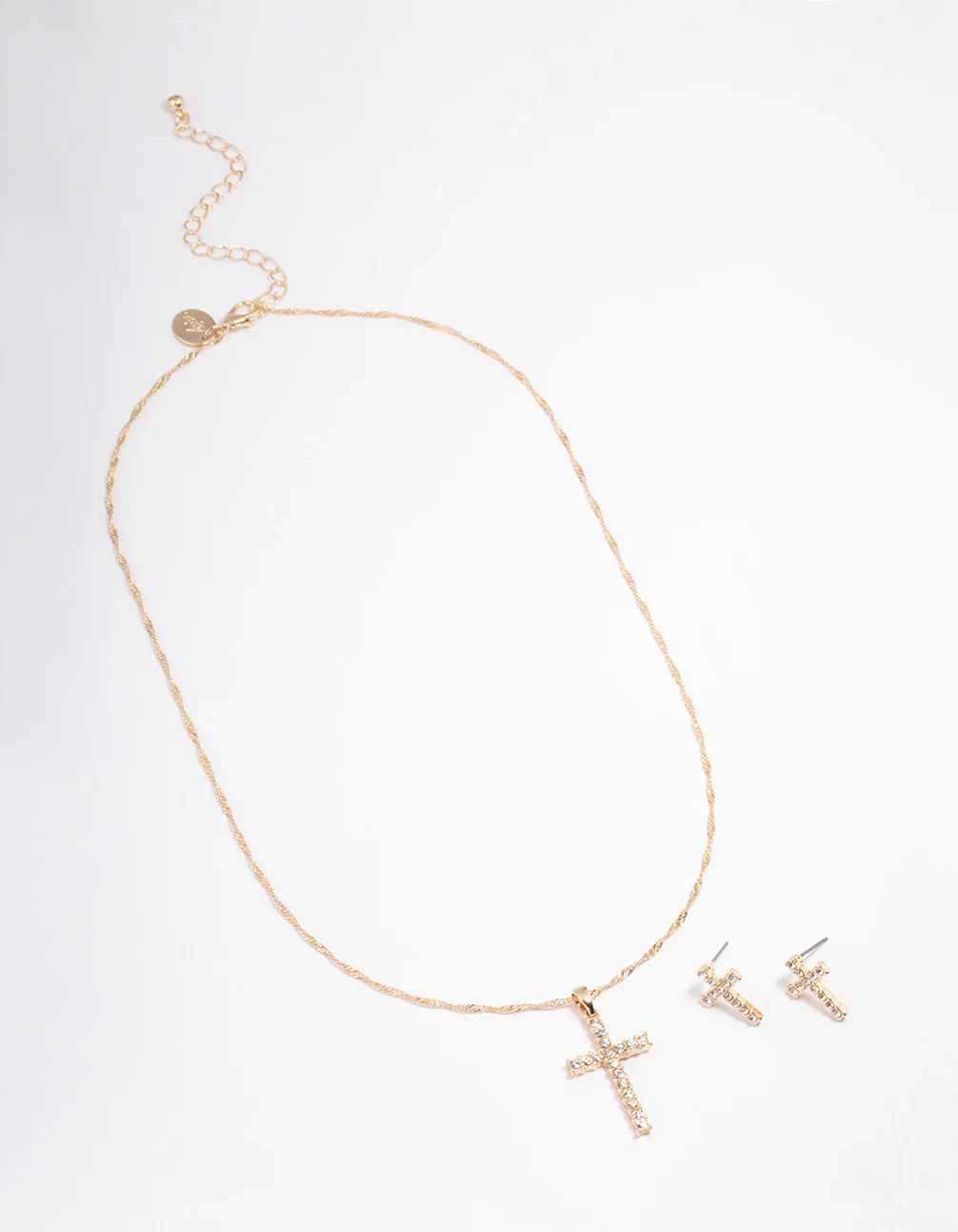 Gold Diamante Cross Jewellery Set - Image 3