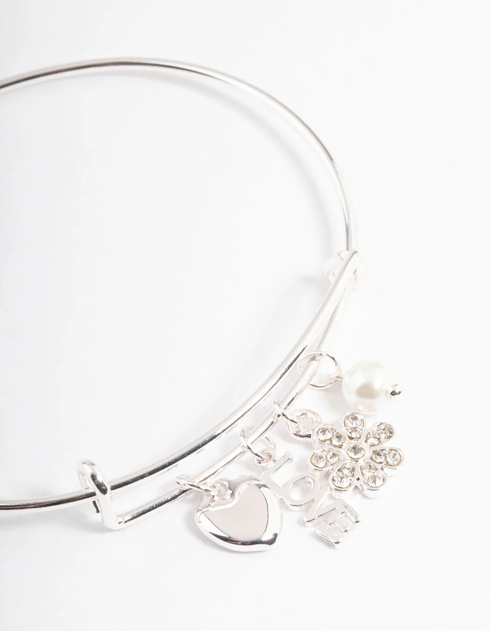 Silver Love Mix Charm Bangle - Image 2