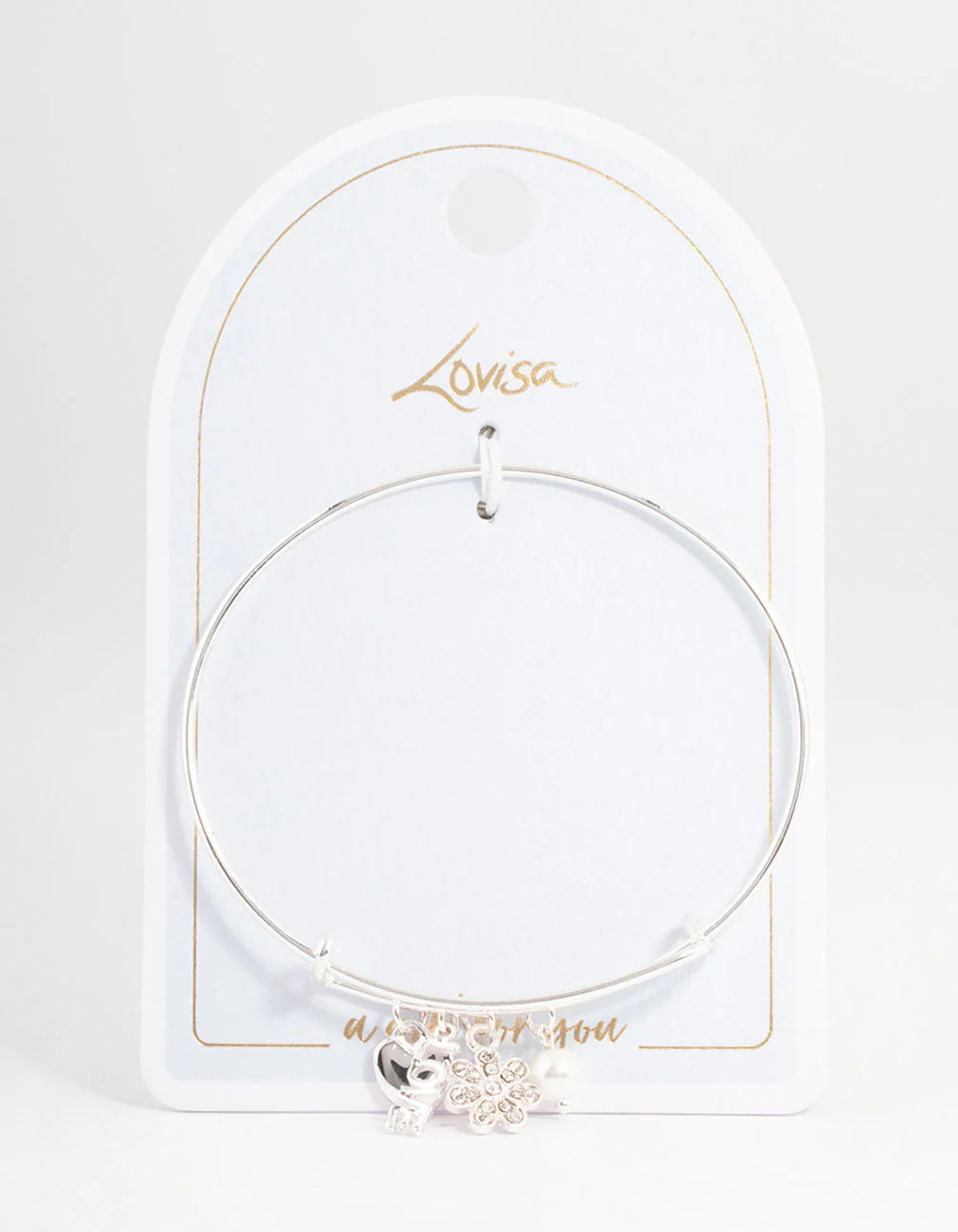 Silver Love Mix Charm Bangle - Image 3