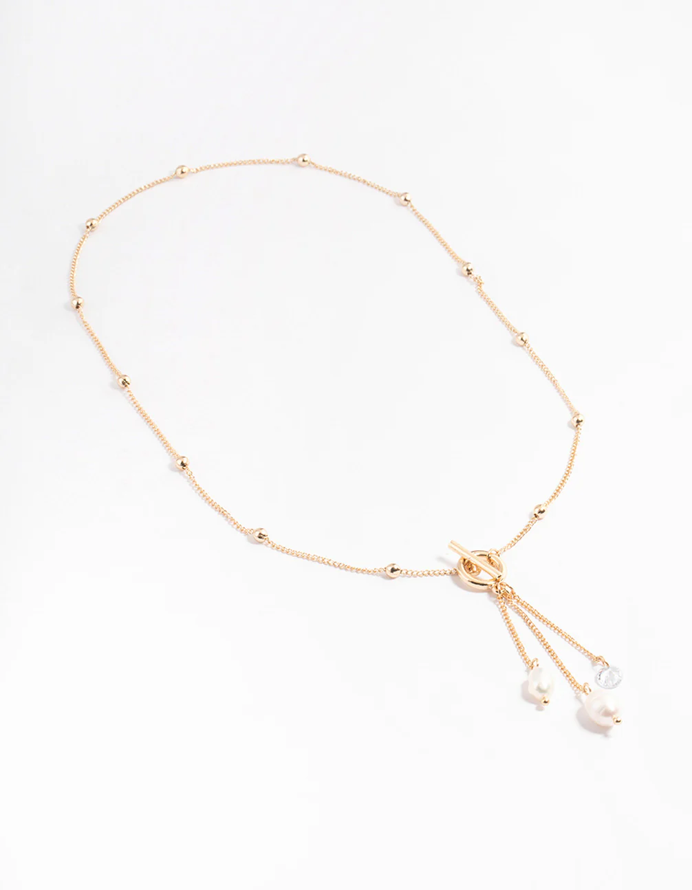 Gold Freshwater Pearl T&O Station Necklace - Image 3