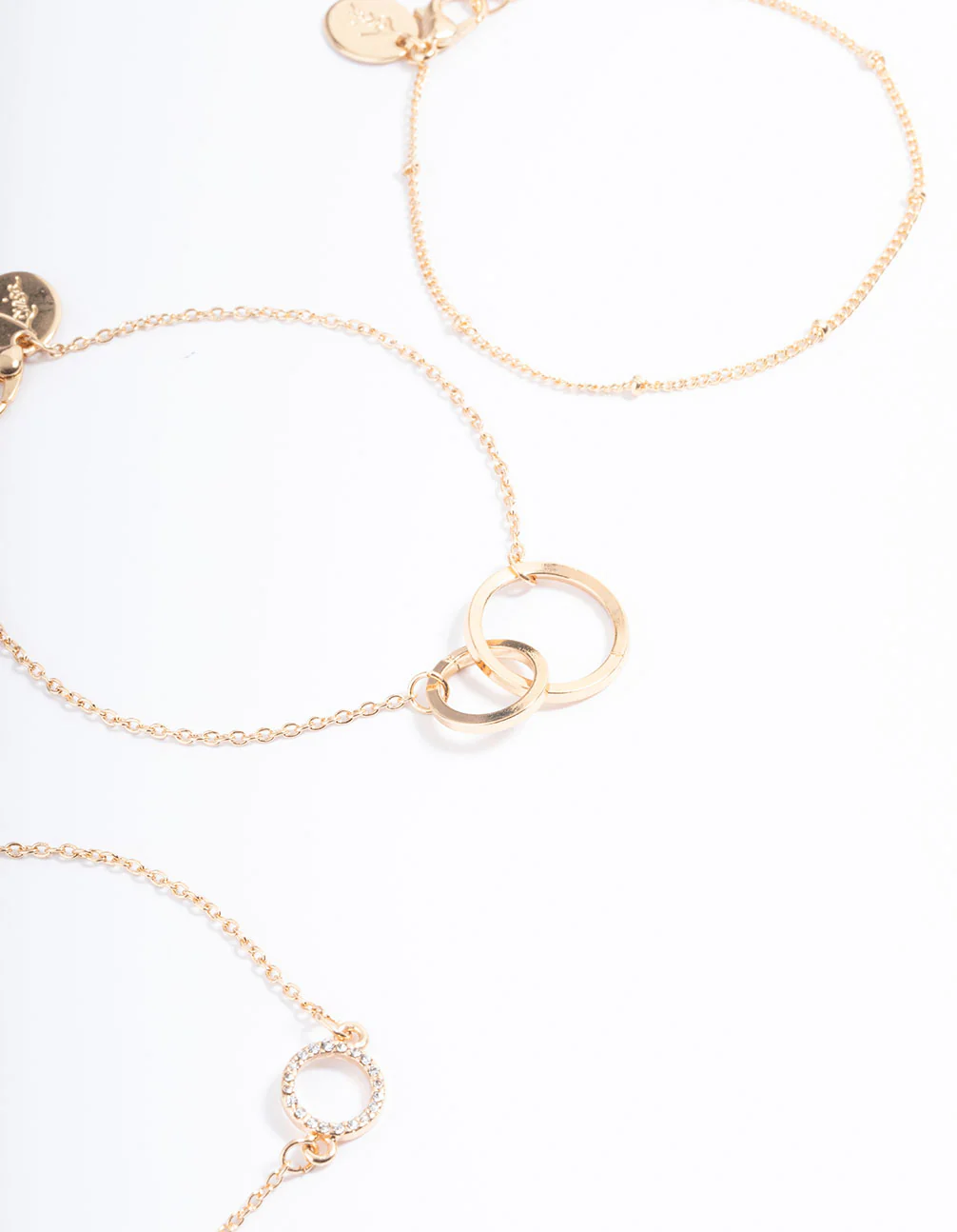 Gold Open Circle Linked Bracelet Pack - Image 3