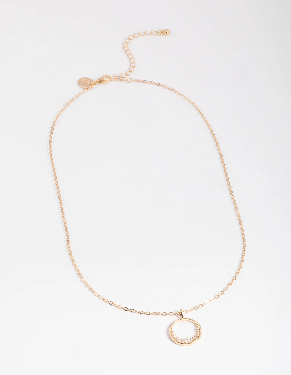 Gold Open Semi Diamante Circle Necklace - Image 3