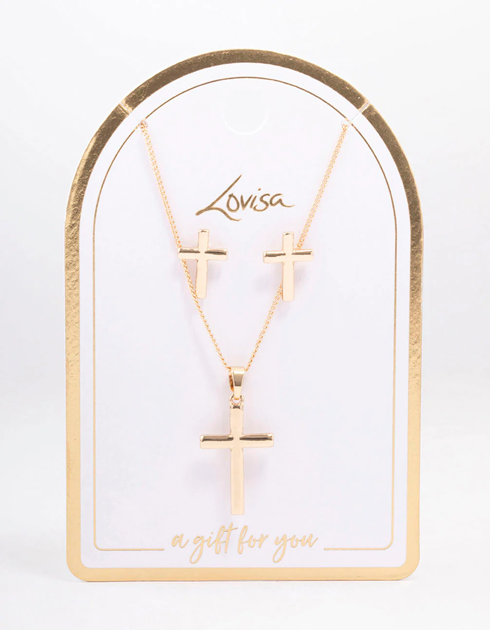 Gold Plain Cross Jewellery Set - Image 2