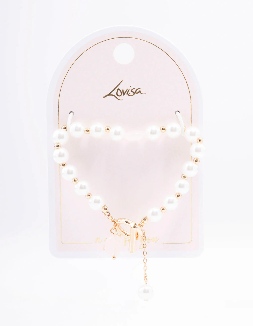 Gold Pearl Beaded T&O Bracelet - Image 2