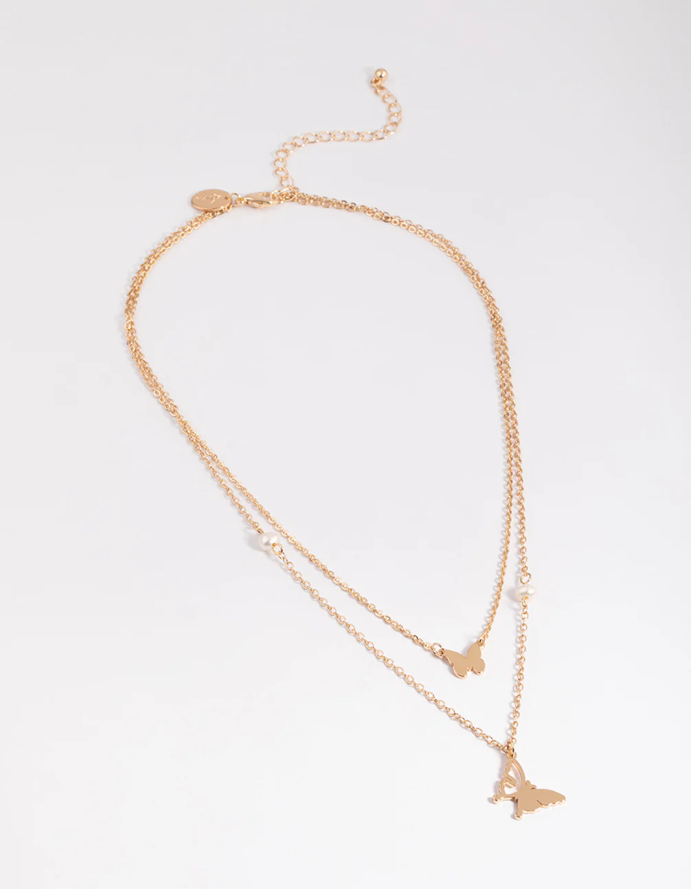 Gold Pearl & Butterfly Station Necklace - Image 3