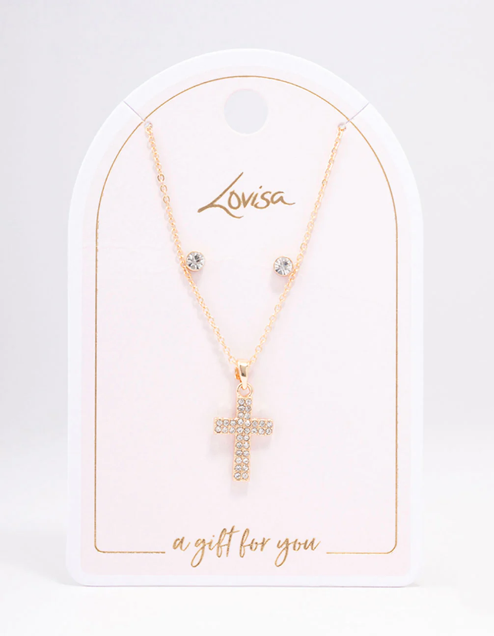 Gold Stud Cross Jewellery Set - Image 2