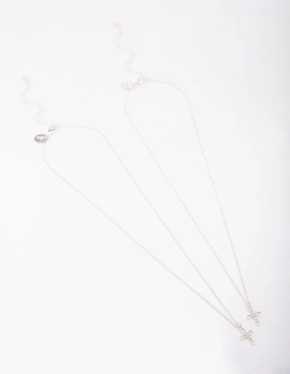 Silver Classic Diamante Cross Necklace Pack - Image 3