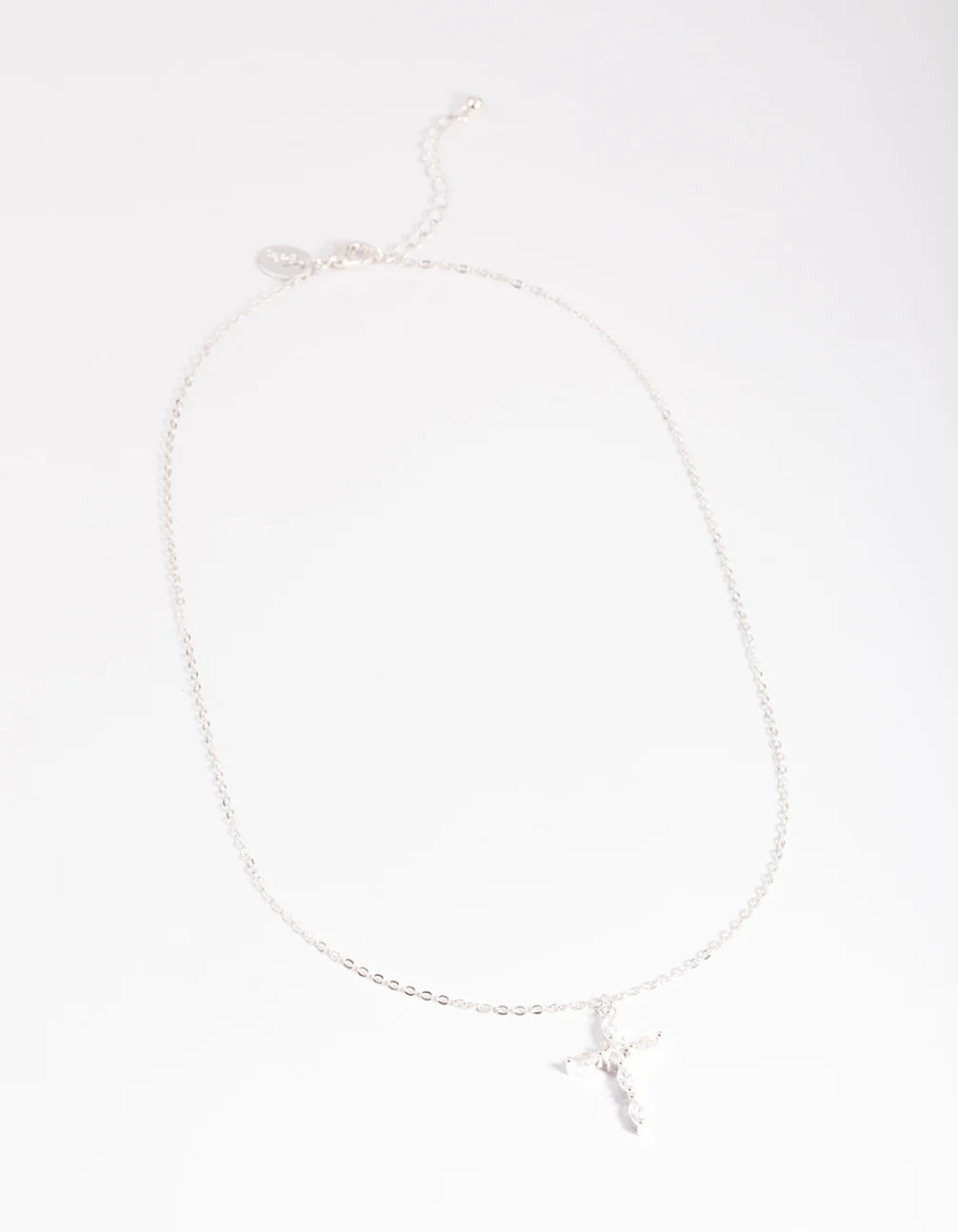 Silver Classic Diamante Cross Necklace - Image 3