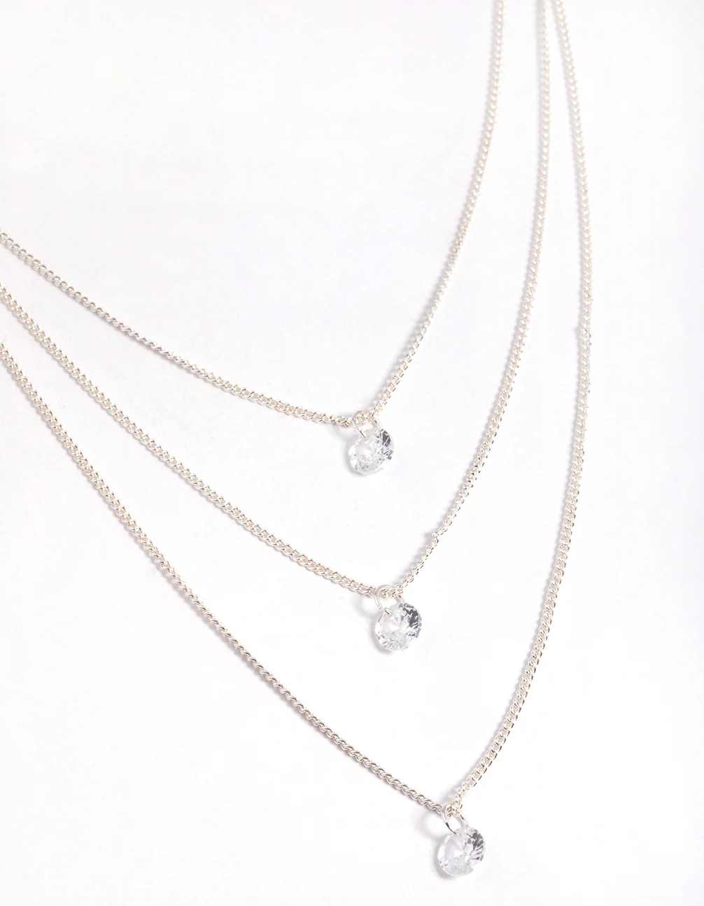 Silver Classic Diamante Layered Necklace - Image 2