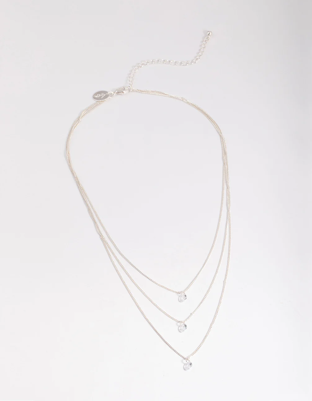 Silver Classic Diamante Layered Necklace - Image 3
