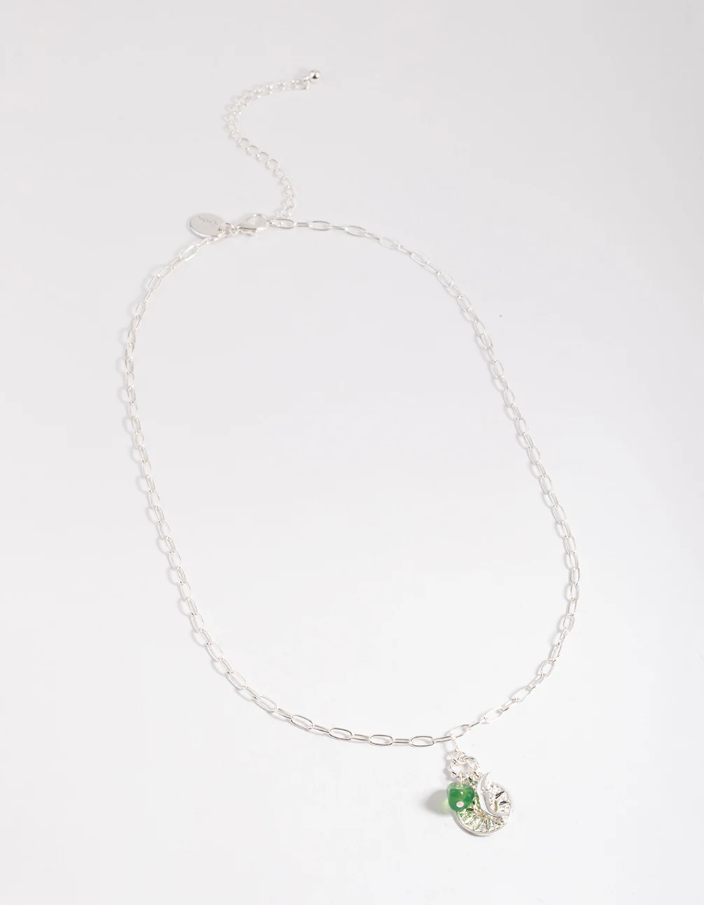 Silver Crescent & Disc Charm Necklace - Image 3