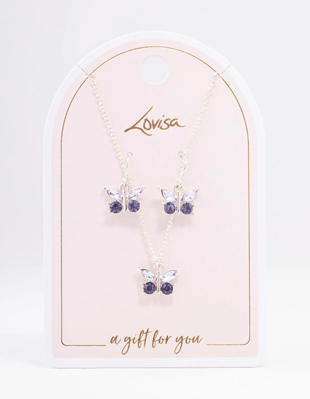 Silver Diamante Butterfly Jewellery Set - Image 2