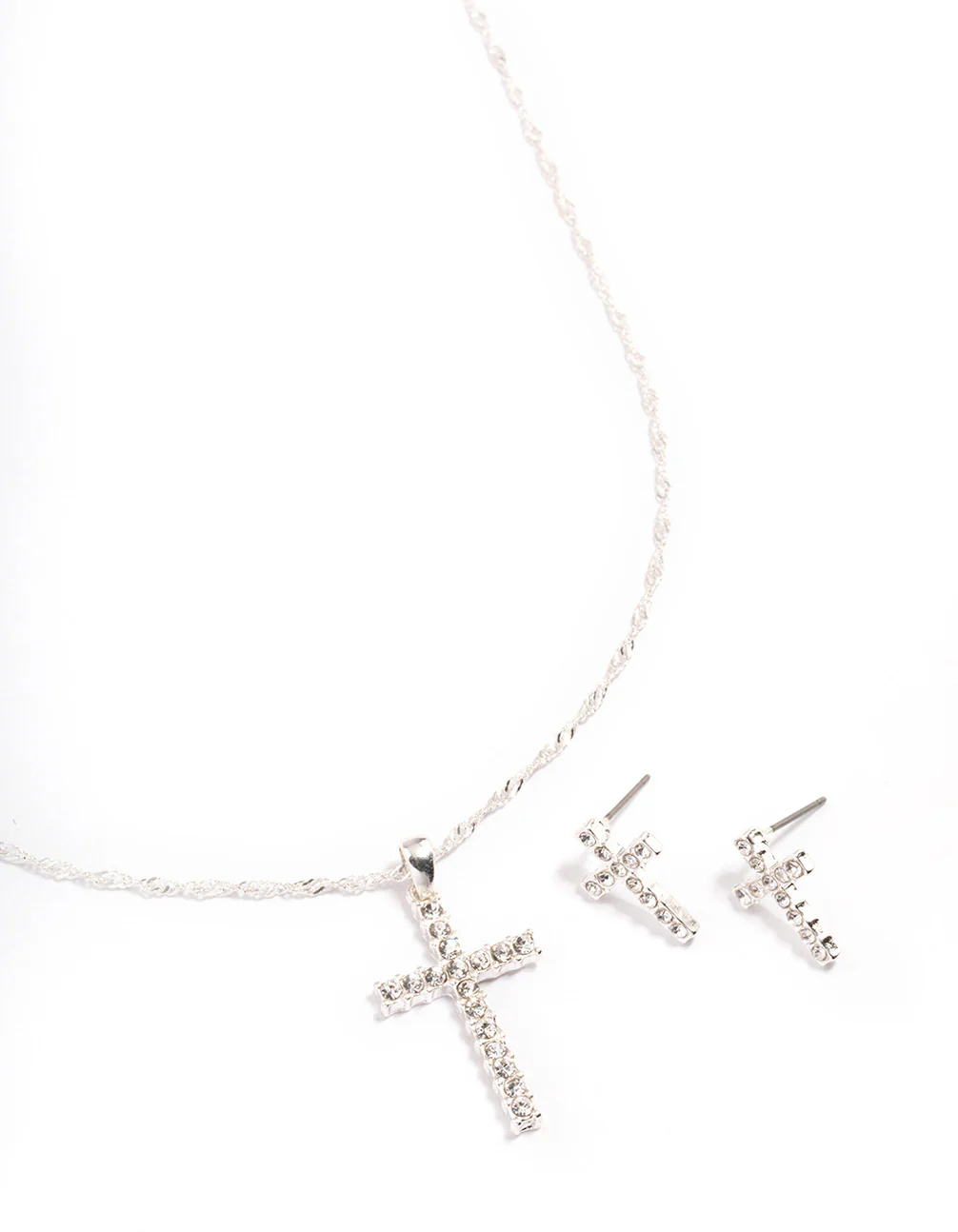 Silver Diamante Cross Jewellery Set - Image 2