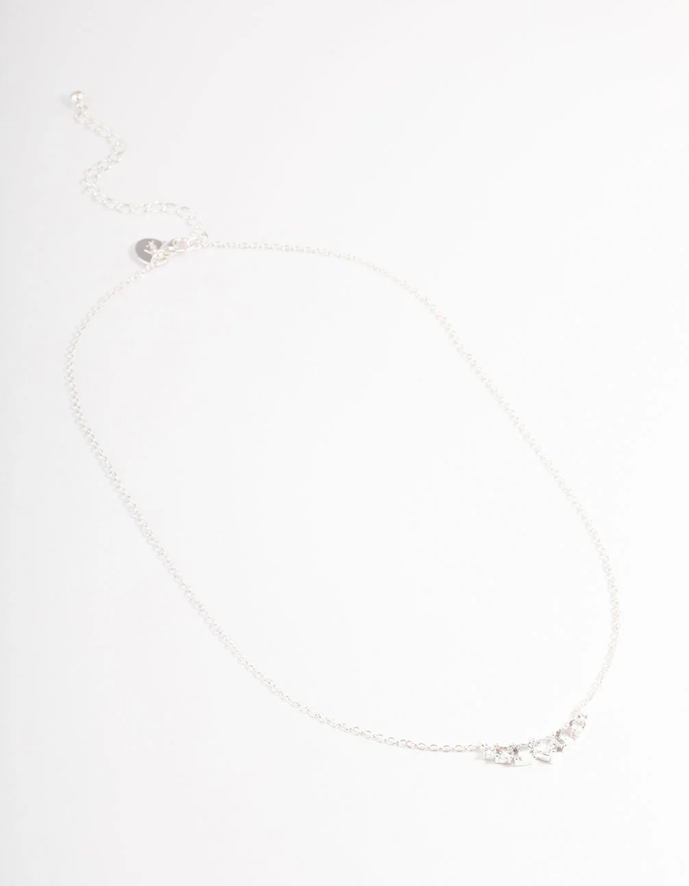 Silver Diamante Curve Bar Necklace - Image 2