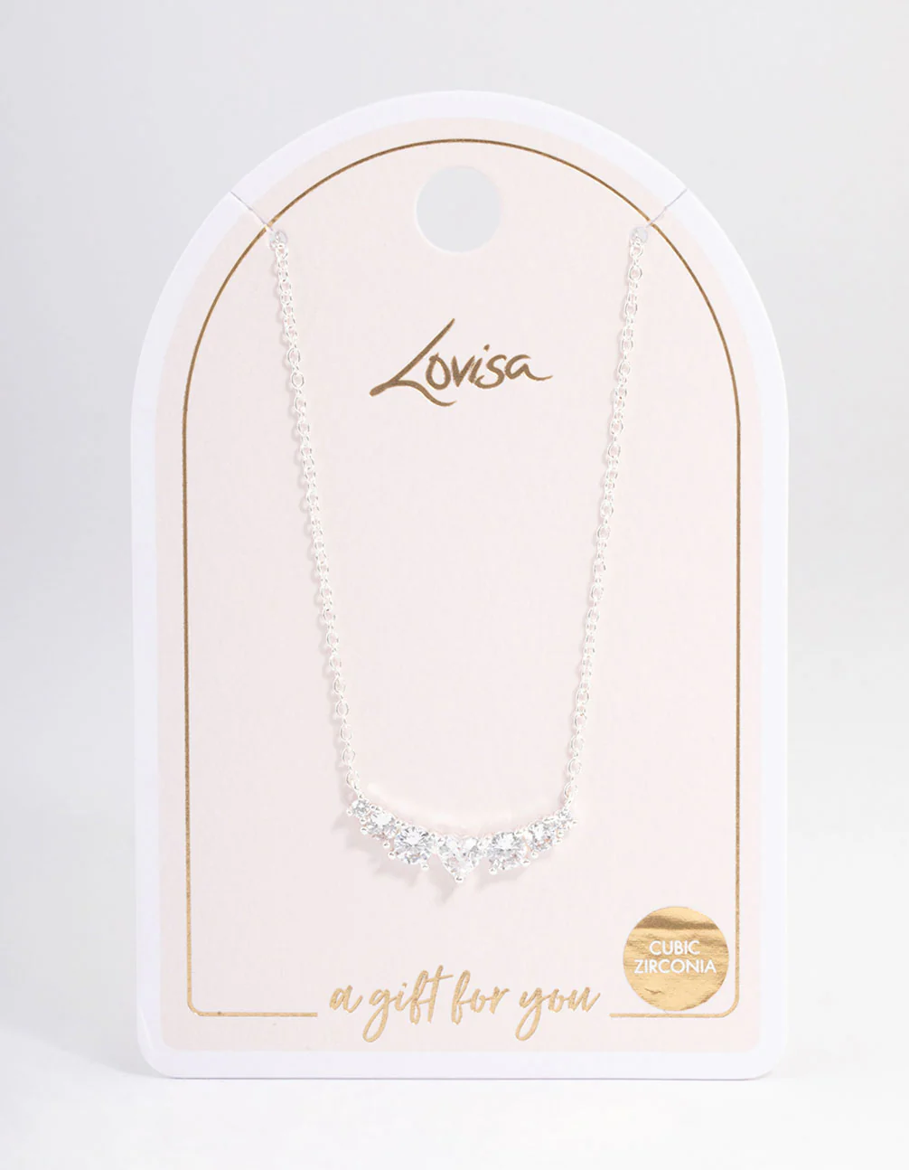 Silver Diamante Curve Bar Necklace - Image 3