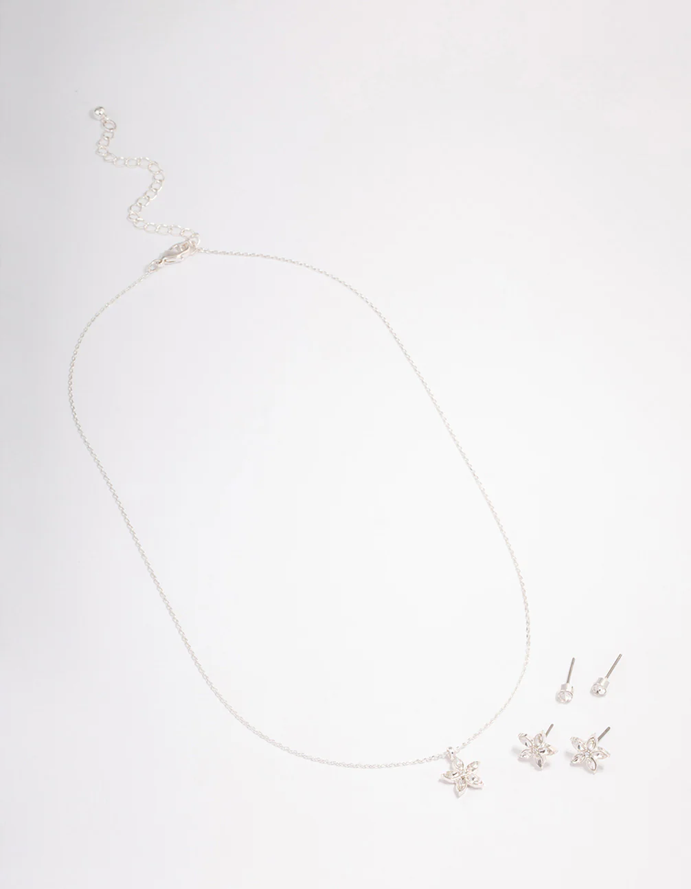 Silver Flower Earrings Jewellery Set - Image 2