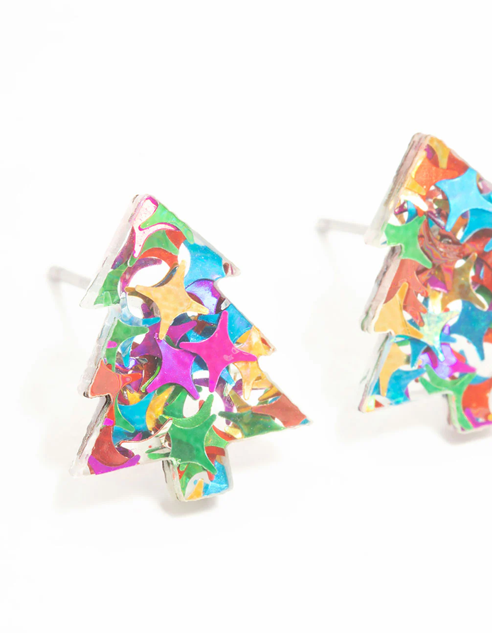 Glitter Acrylic Tree Stud Earrings - Image 2
