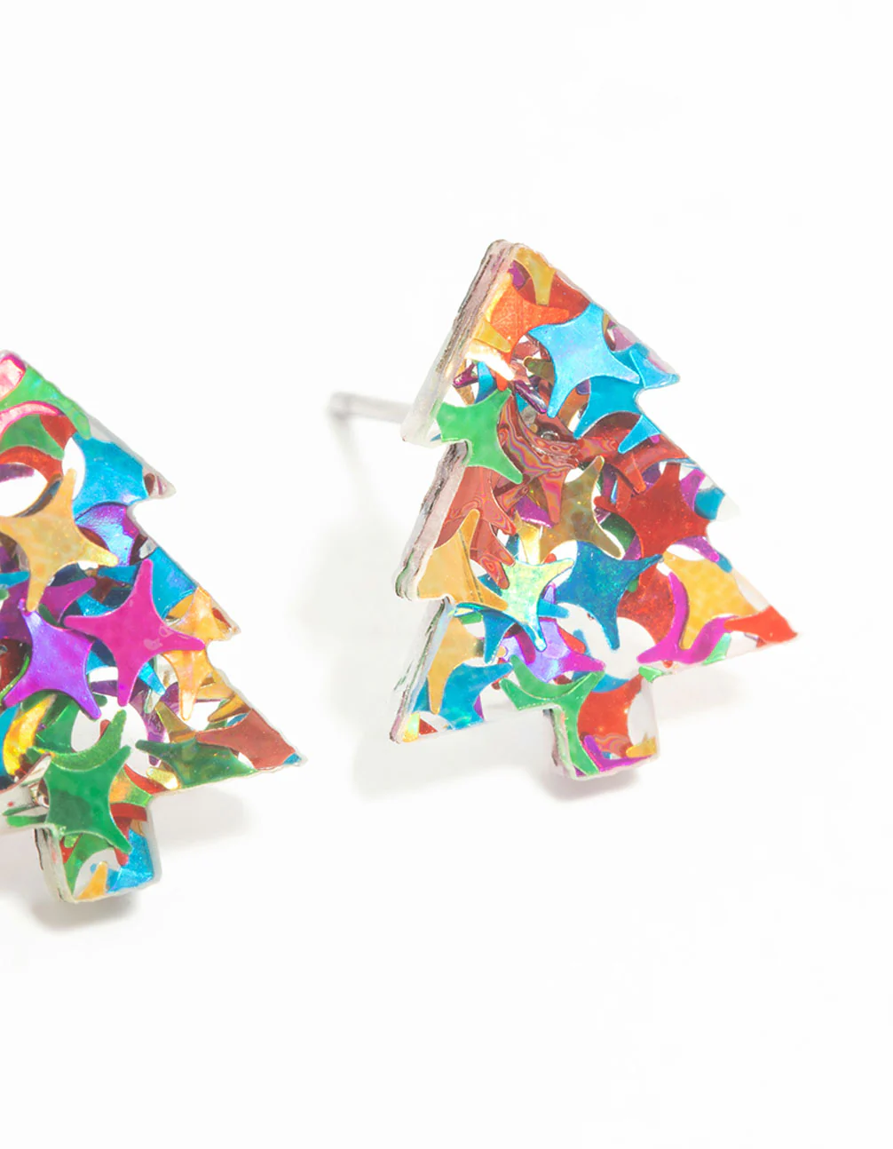 Glitter Acrylic Tree Stud Earrings - Image 3