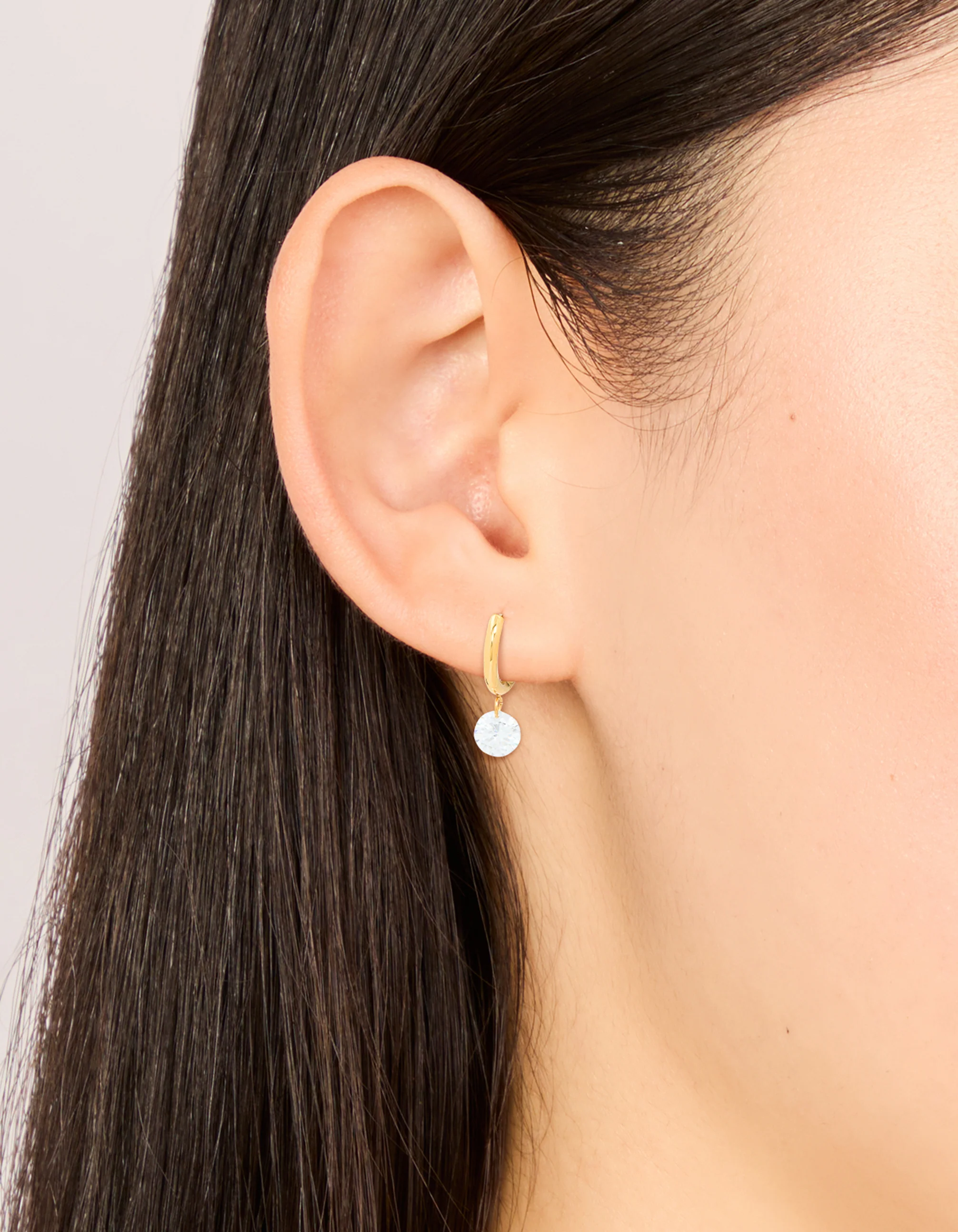 Wateproof Gold Plated Stainelss Steel Diamante Huggie Earrings - Image 2