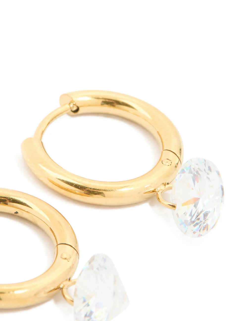 Wateproof Gold Plated Stainelss Steel Diamante Huggie Earrings - Image 5