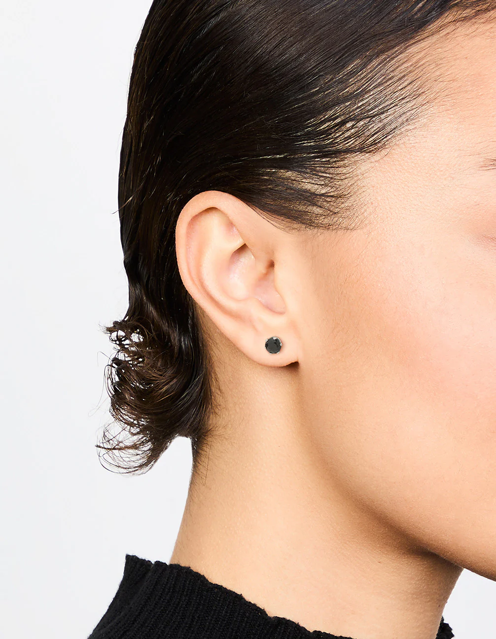 Waterproof Black Diamante Stainless Steel  Stud Earrings - Image 2