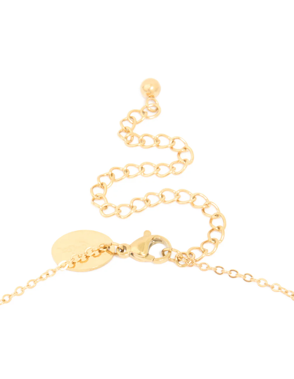 Waterproof Gold Plated Diamante Detail Sundial Pendant Necklace - Image 5