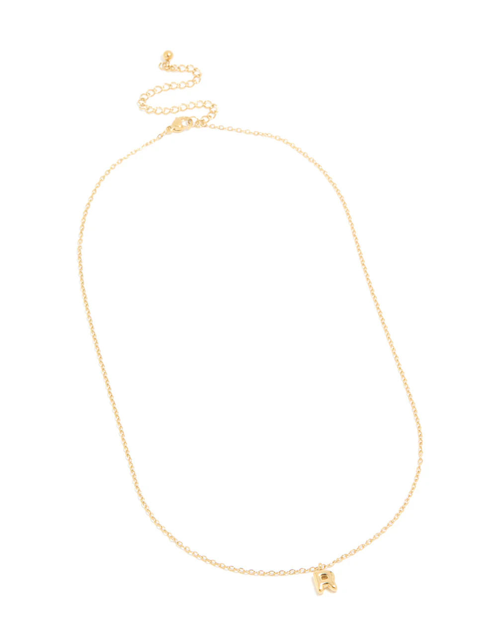 Waterproof Gold Plated Gold Plated Stainless Steel Mini Bubble Letter R Necklace - Image 4