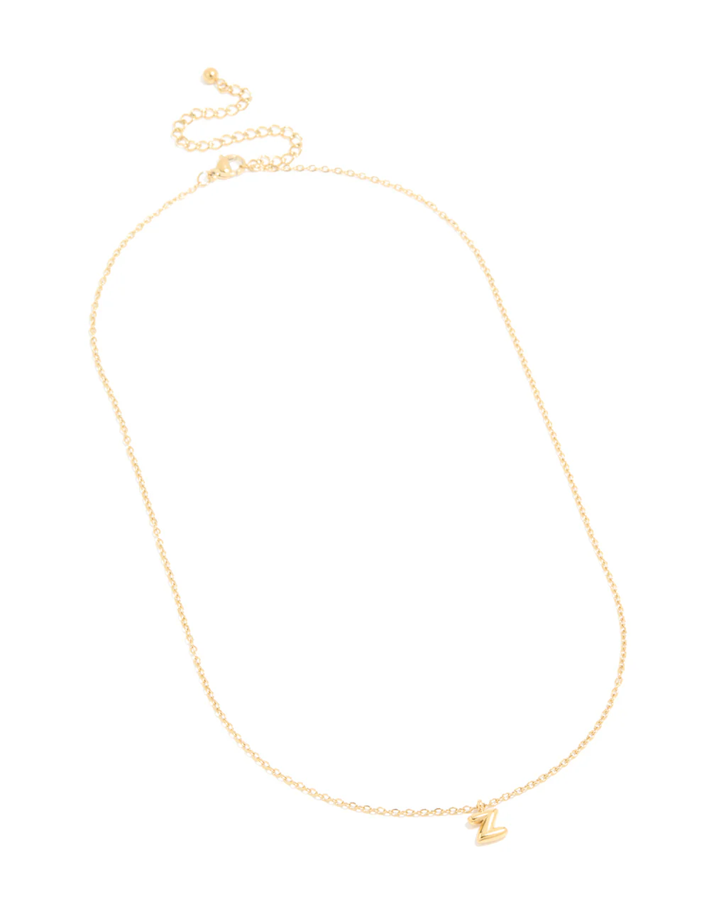 Waterproof Gold Plated Gold Plated Stainless Steel Mini Bubble Letter Z Necklace - Image 4