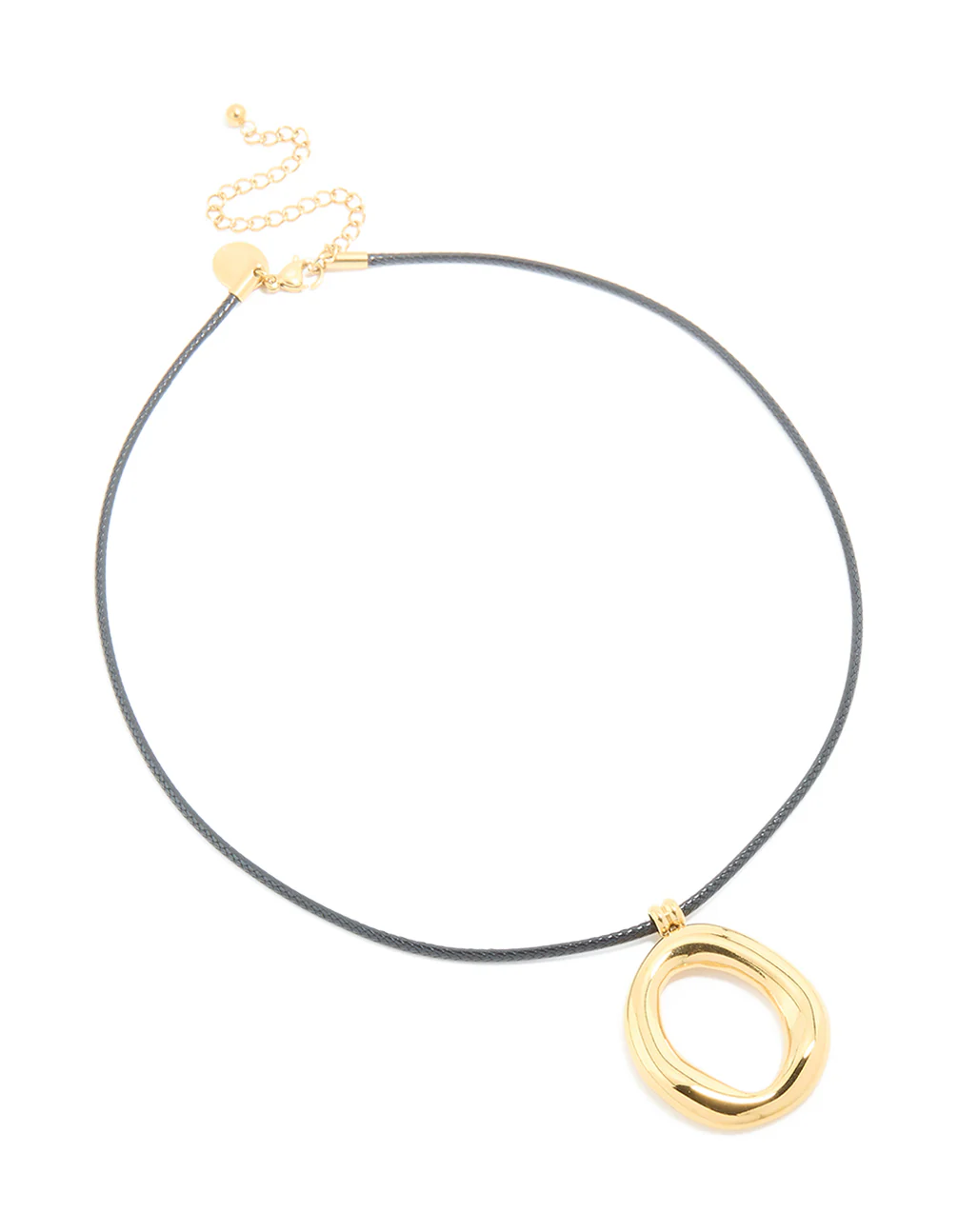 Waterproof Gold Plated Organic Open Pendant Cord Necklace - Image 4