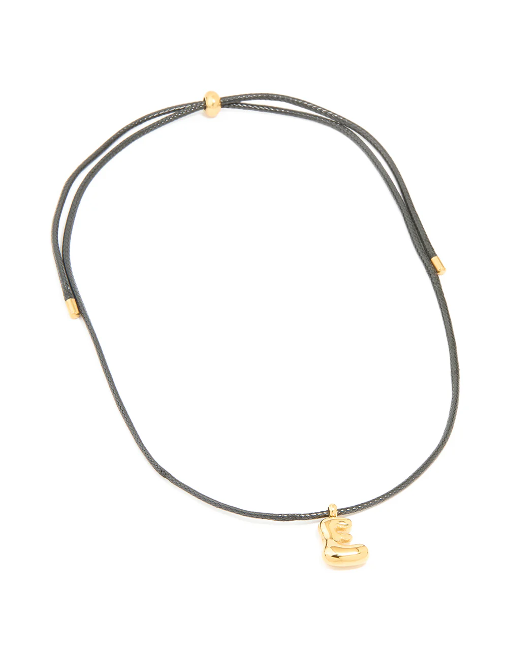 Waterproof Gold Plated Stainless Large Bubble Letter E Cord Necklace - Image 4