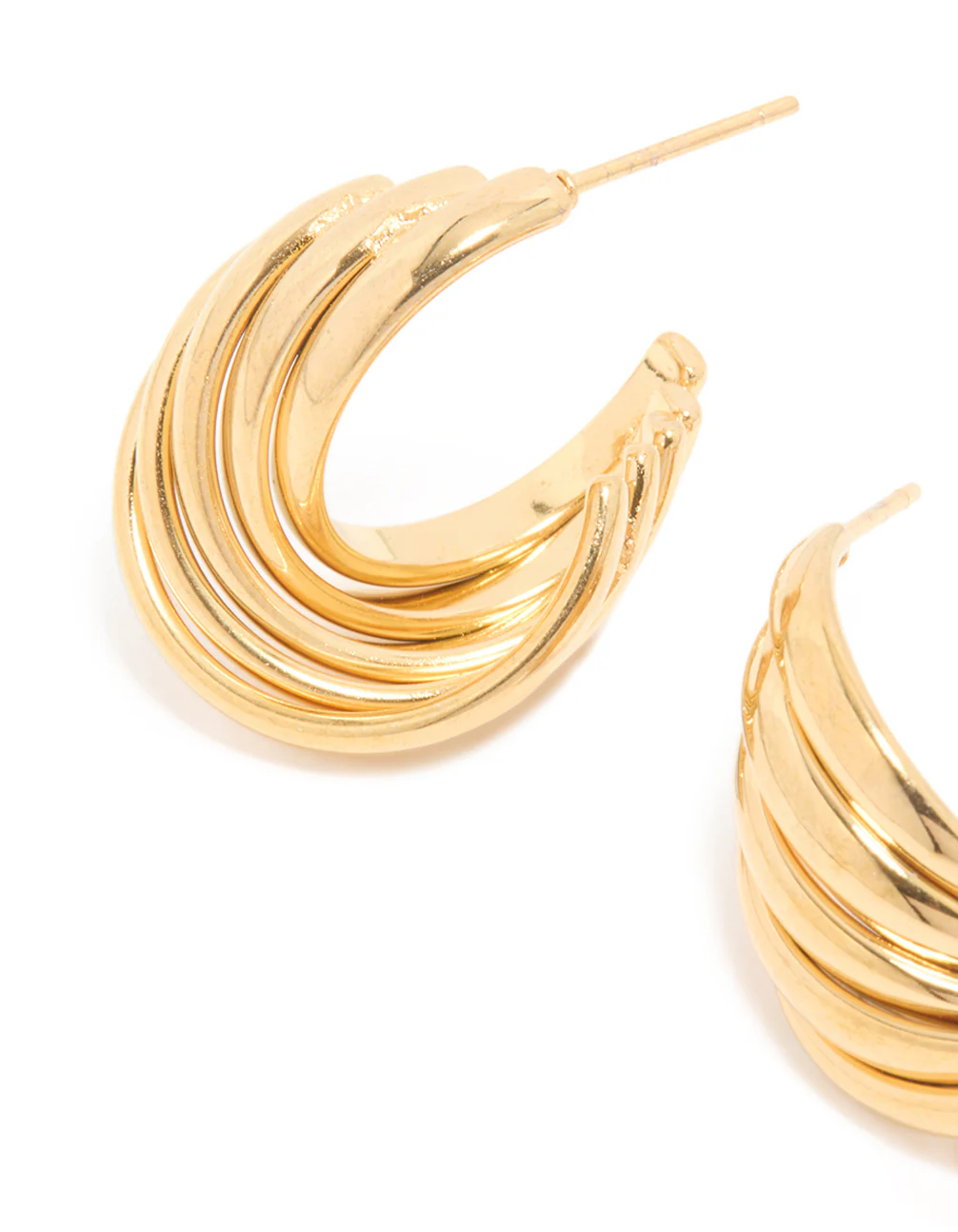 Waterproof Gold Plated Stainless Steel 4-Row Twisted Hoop Earrings - Image 2