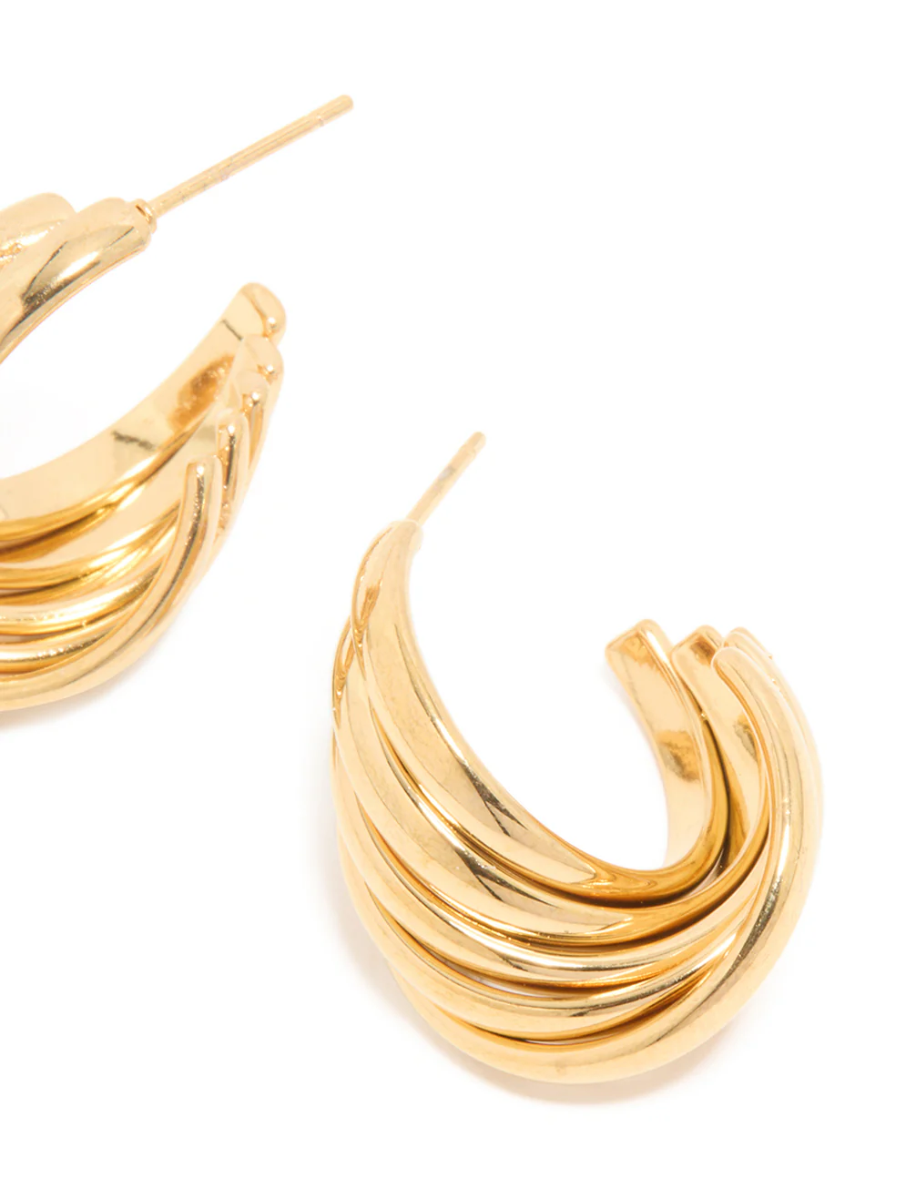 Waterproof Gold Plated Stainless Steel 4-Row Twisted Hoop Earrings - Image 3