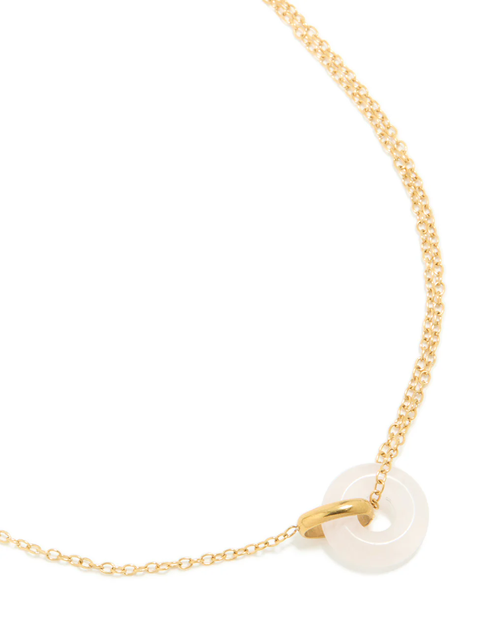 Waterproof Gold Plated Stainless Steel Acrylic Doughnut Pendant Necklace - Image 2