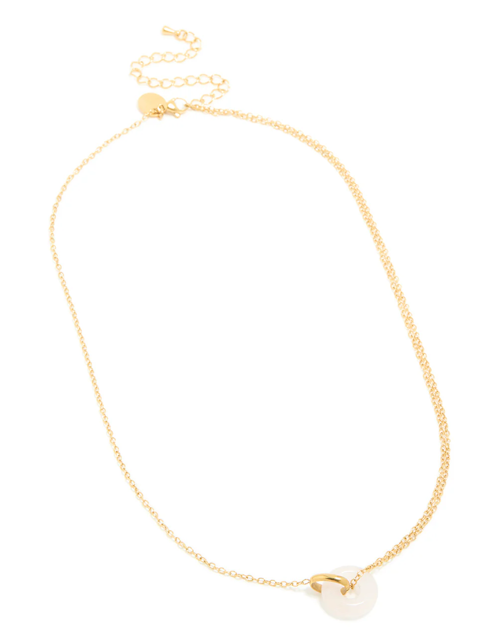 Waterproof Gold Plated Stainless Steel Acrylic Doughnut Pendant Necklace - Image 4