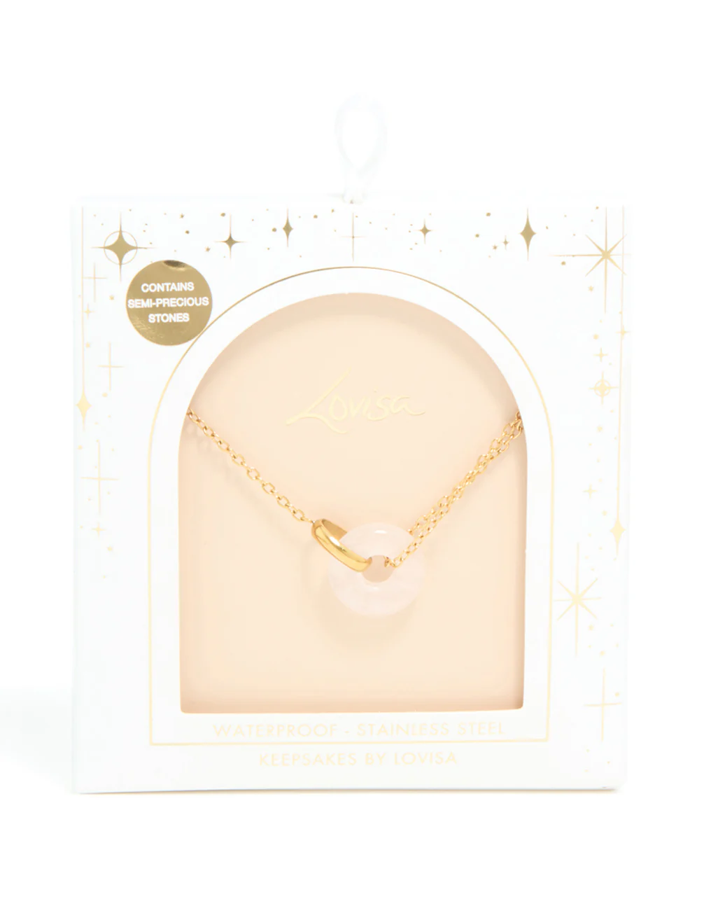 Waterproof Gold Plated Stainless Steel Acrylic Doughnut Pendant Necklace - Image 5