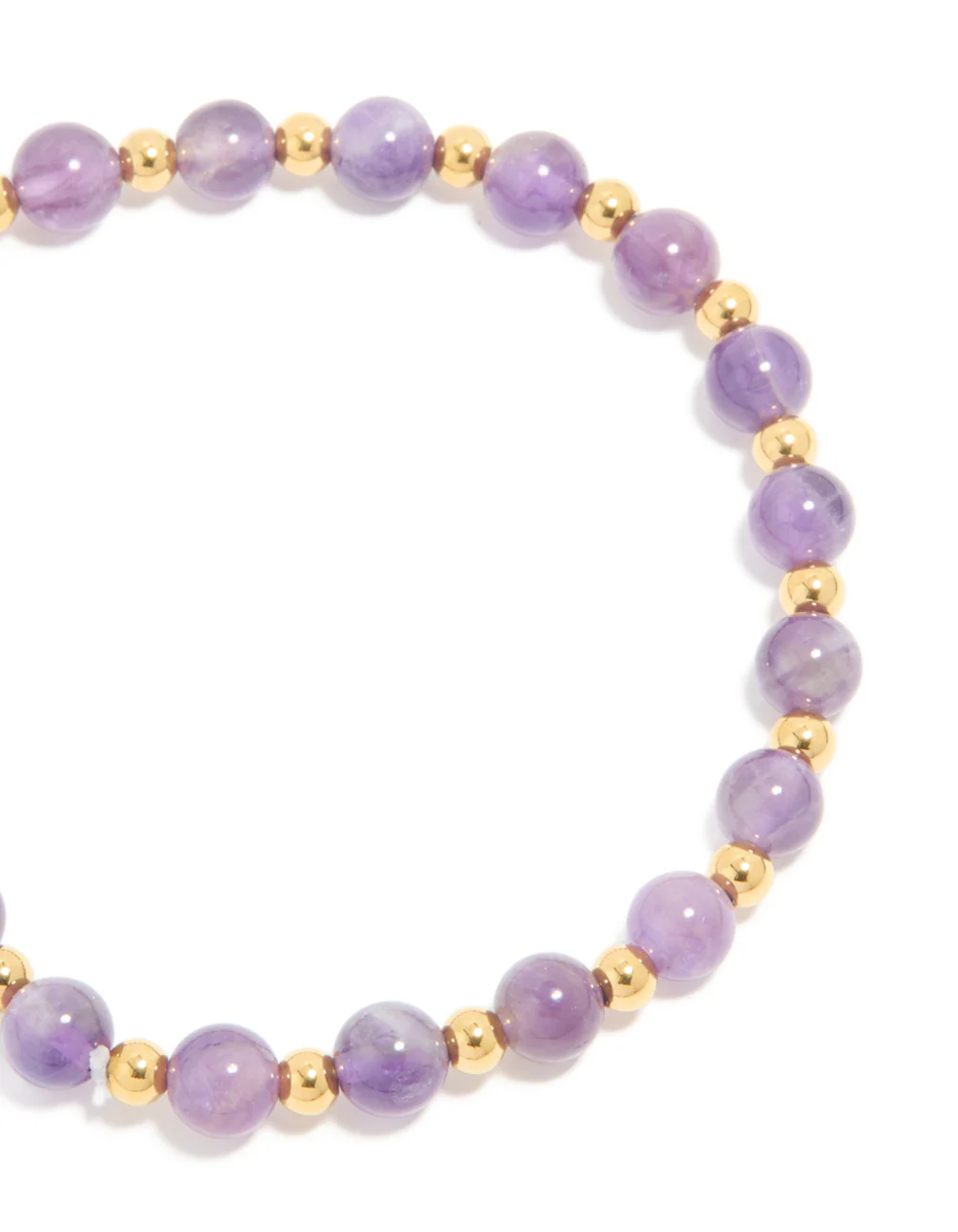 Waterproof Gold Plated Stainless Steel Amethyst Semi Precious Stone Beaded Stretch Bracelet - Image 4
