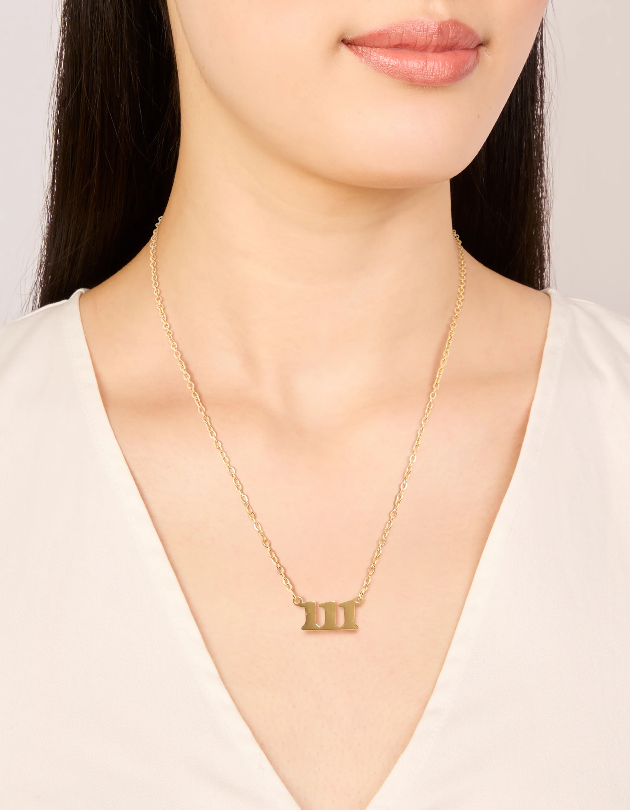 Waterproof Gold Plated Stainless Steel Angel Number 111 Necklace - Image 2