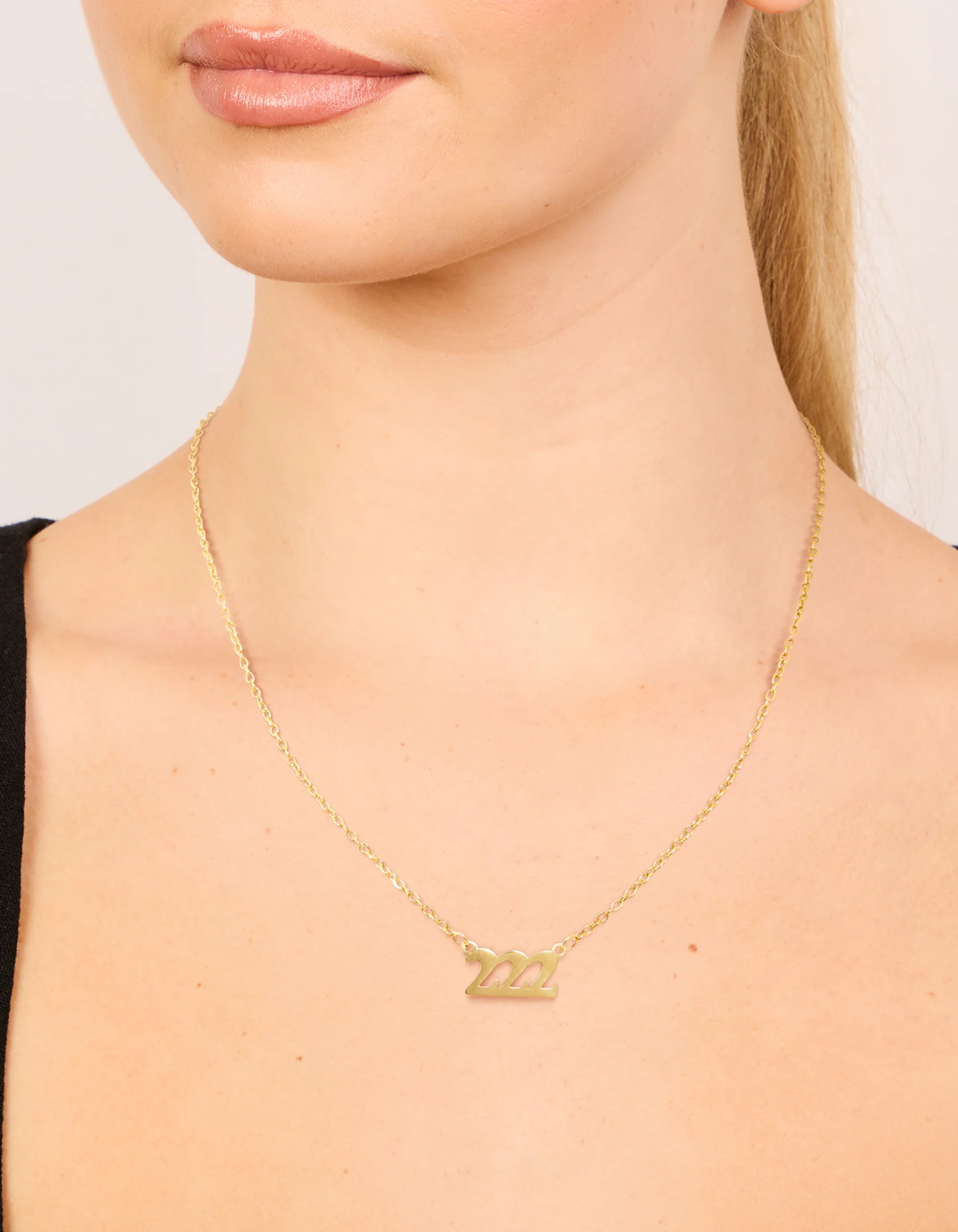 Waterproof Gold Plated Stainless Steel Angel Number 222 Necklace - Image 2